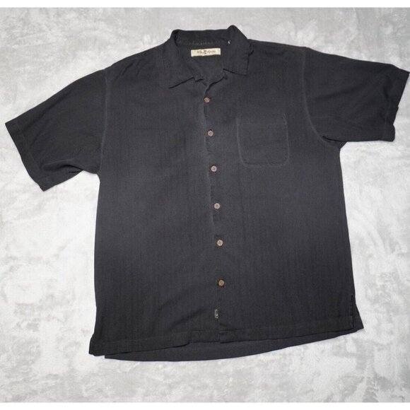Tommy Bahama Men's M Black Shaken Not Stirred Embroidered Shirt Silk EUC - Picture 2 of 14